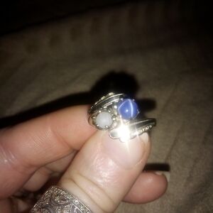 14k White Gold Blue Star Sapphire Ring Sz 6